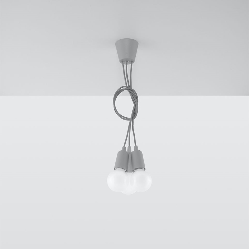 Żyrandol na linceDIEGO 3xE27/60W/230V szary