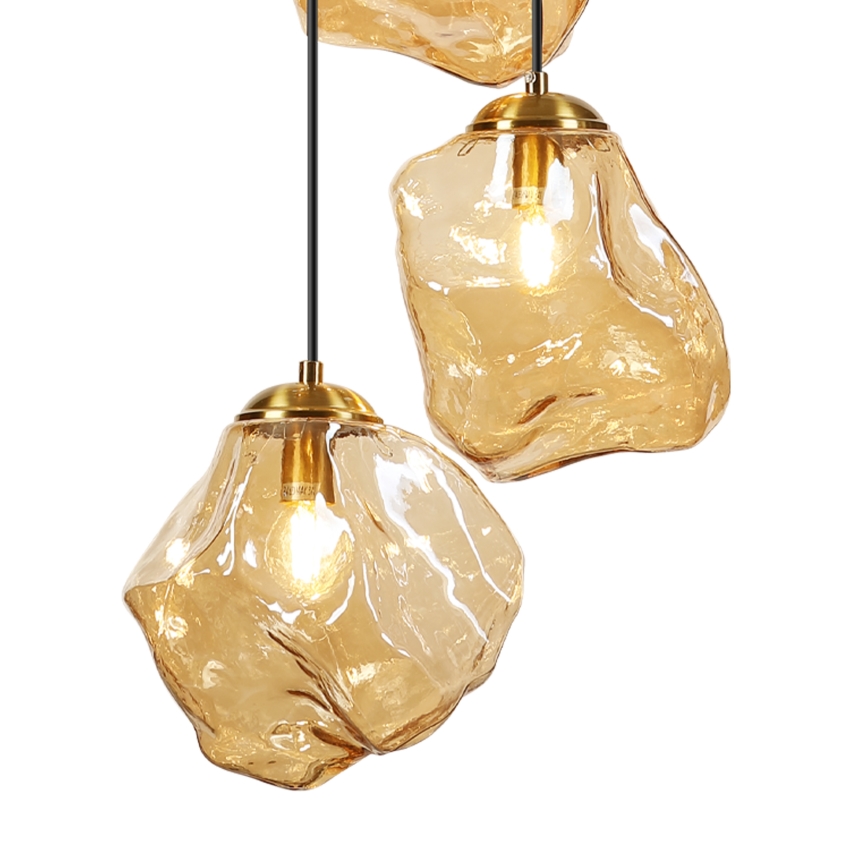Żyrandol na linkach CRISTAL 5xE14/15W/230V mosiądz/przydymiony beż