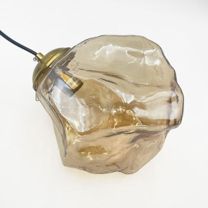 Żyrandol na linkach CRISTAL 5xE14/15W/230V mosiądz/przydymiony beż
