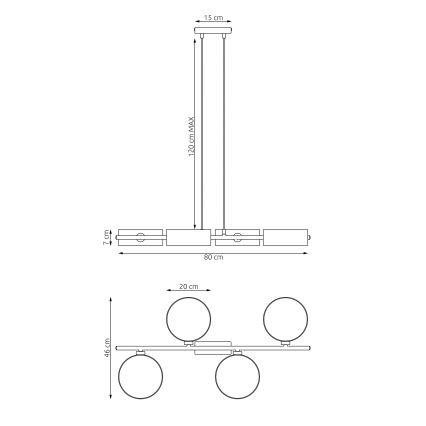 Żyrandol na linkach DRUMZ 4xE14/10W/230V brązowy