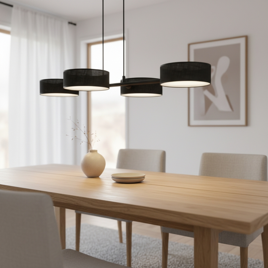 Żyrandol na linkach DRUMZ 4xE14/10W/230V czarny