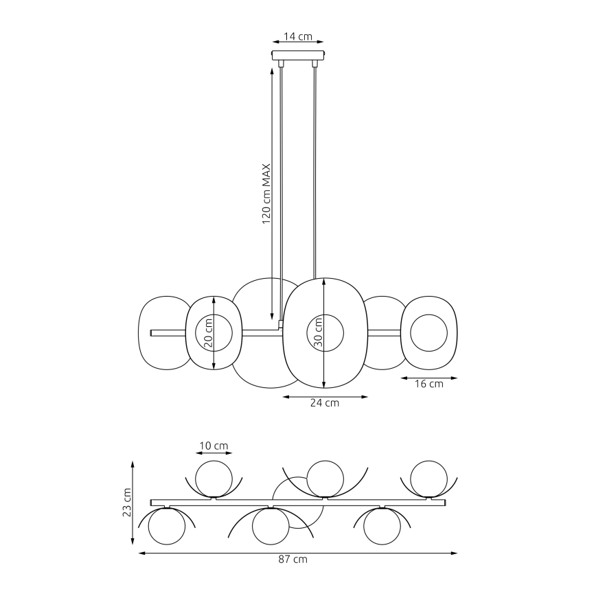 Żyrandol na linkach ELEMENTI 6xG9/8W/230V biały