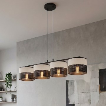 Żyrandol na linkach KARBON 4xE27/15W/230V czarny/szary