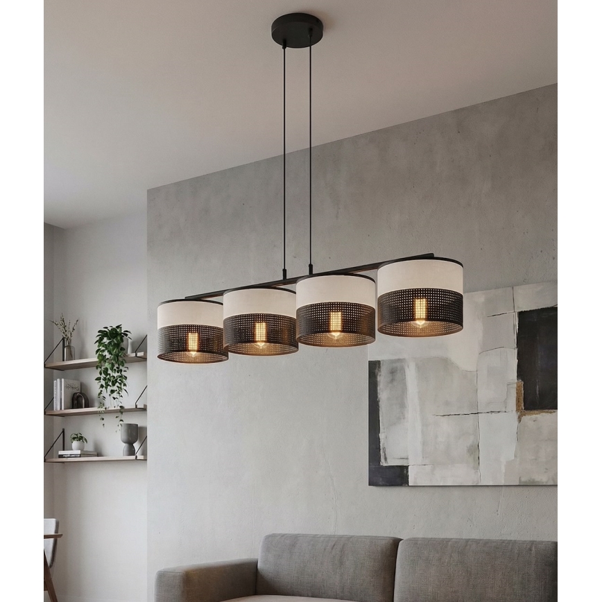 Żyrandol na linkach KARBON 4xE27/15W/230V czarny/szary