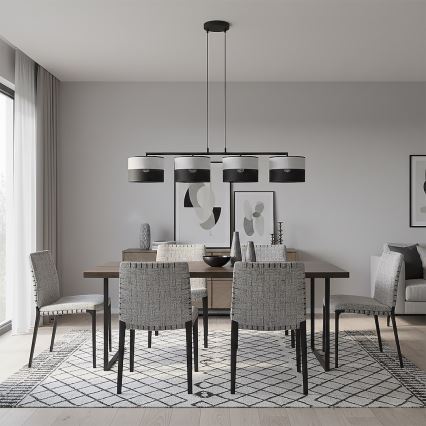 Żyrandol na linkach KARBON 4xE27/15W/230V czarny/szary