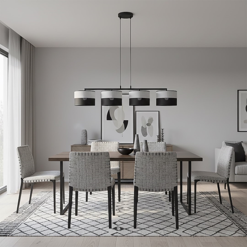 Żyrandol na linkach KARBON 4xE27/15W/230V czarny/szary