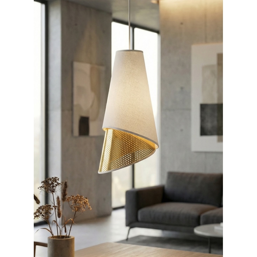 Żyrandol na linkach MODA 1xE27/15W/230V biały/złoty