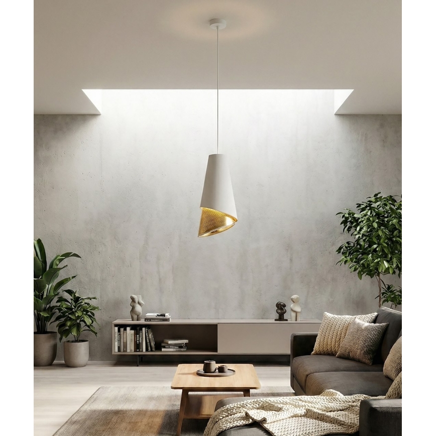 Żyrandol na linkach MODA 1xE27/15W/230V biały/złoty