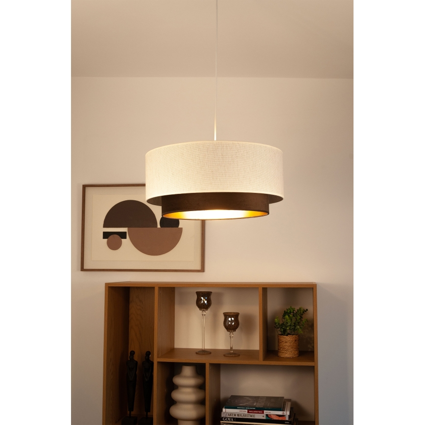 Żyrandol na linkach NATIA 1xE27/60W/230V śr. 45 cm biały/brązowy
