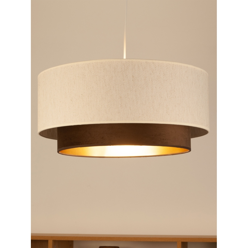 Żyrandol na linkach NATIA 1xE27/60W/230V śr. 45 cm biały/brązowy