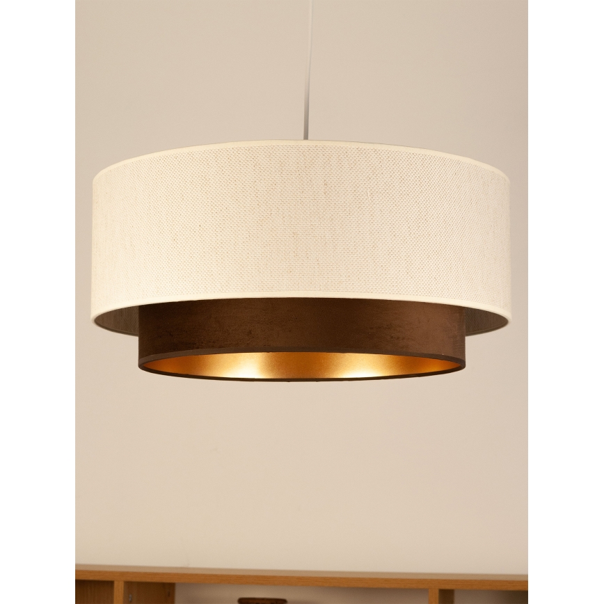 Żyrandol na linkach NATIA 1xE27/60W/230V śr. 45 cm biały/brązowy