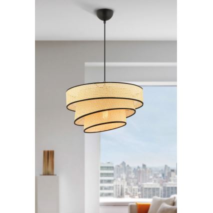 Żyrandol na linkę COUPER 1xE27/60W/230V beżowy/czarny