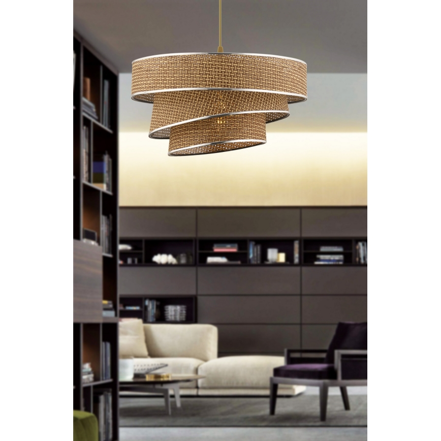 Żyrandol na linkę COUPER 1xE27/60W/230V brązowy/błyszczący chrom