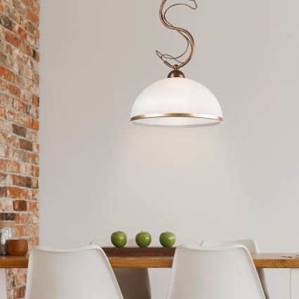 Żyrandol na pręcie COBRA 1xE27/60W/230V, średnica 30 cm, brąz/patina