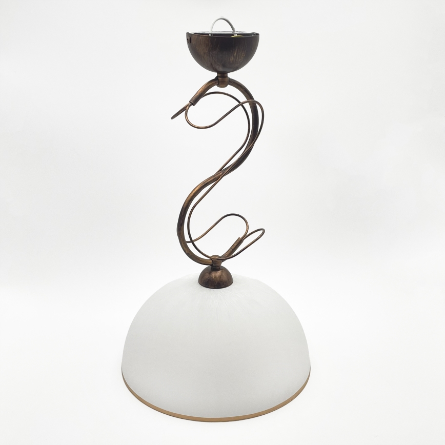 Żyrandol na pręcie COBRA 1xE27/60W/230V, średnica 30 cm, brąz/patina