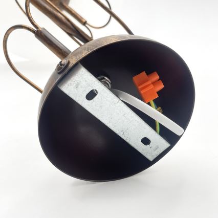 Żyrandol na pręcie COBRA 1xE27/60W/230V, średnica 30 cm, brąz/patina