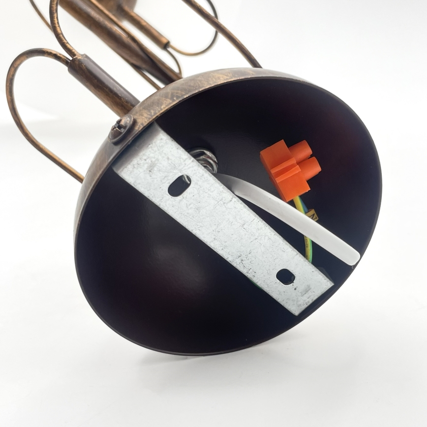 Żyrandol na pręcie COBRA 1xE27/60W/230V, średnica 30 cm, brąz/patina