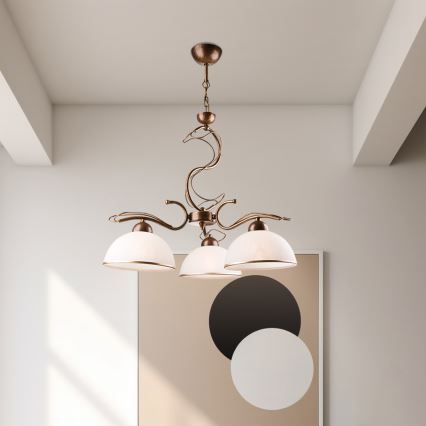 Żyrandol na pręcie COBRA 3xE27/60W/230V brąz/patyna