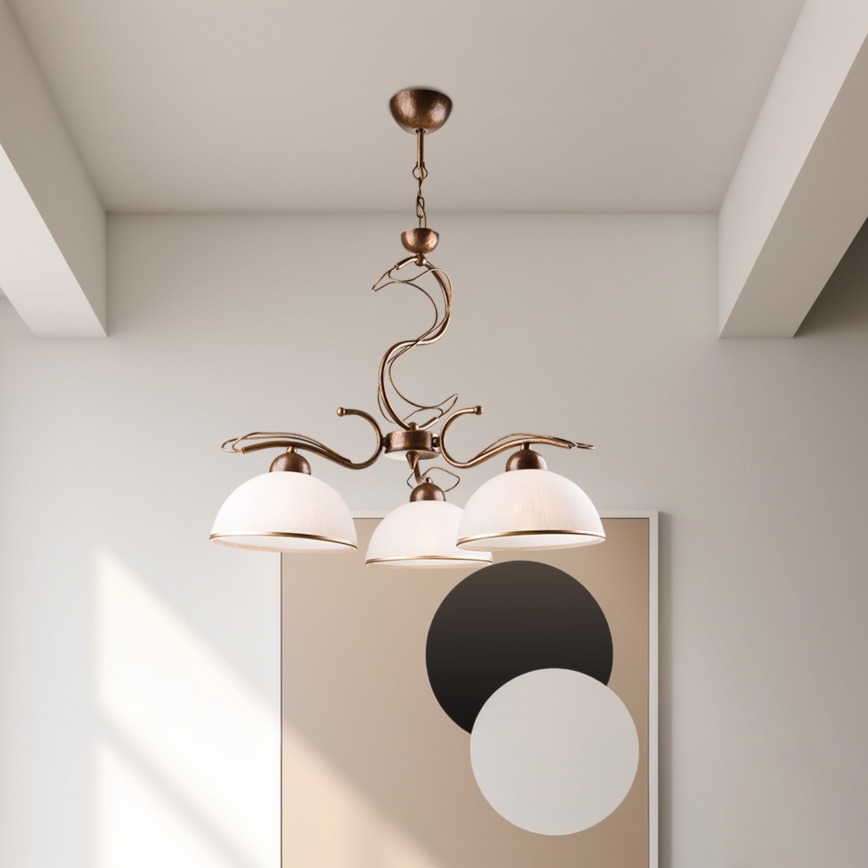 Żyrandol na pręcie COBRA 3xE27/60W/230V brąz/patyna