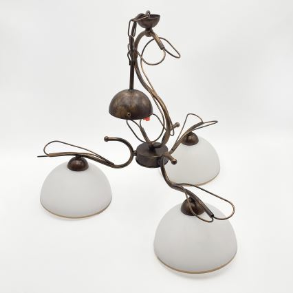 Żyrandol na pręcie COBRA 3xE27/60W/230V brąz/patyna