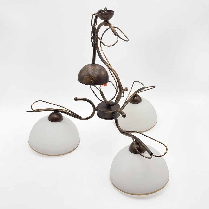 Żyrandol na pręcie COBRA 3xE27/60W/230V brąz/patyna