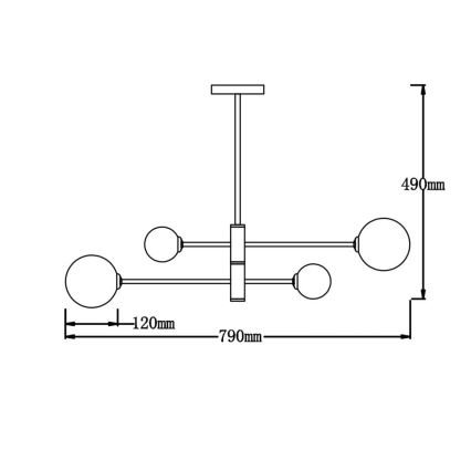Żyrandol na pręcie DORADO 4xG9/40W/230V czarny