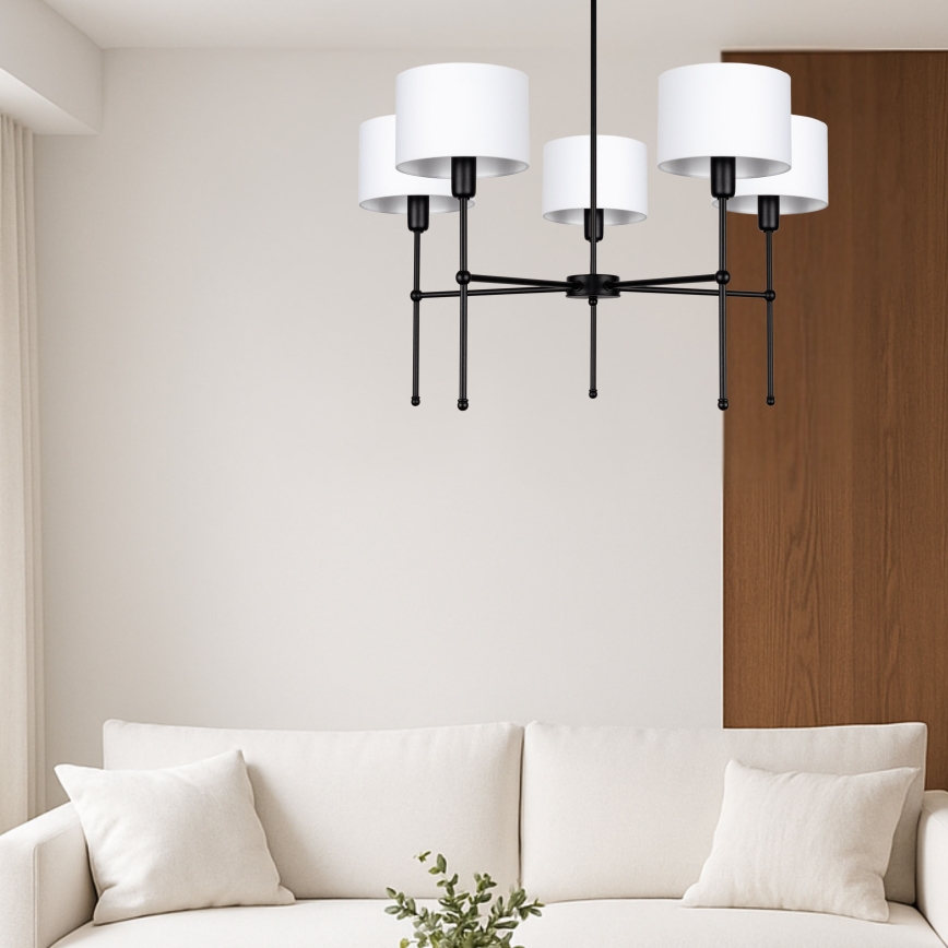 Żyrandol na pręcie MADELA 5xE14/40W/230V biały/czarny