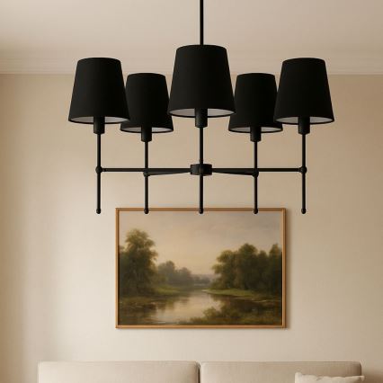 Żyrandol na pręcie MADELA 5xE14/40W/230V czarny