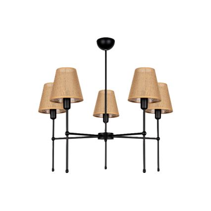 Żyrandol na pręcie MADELA 5xE14/40W/230V juta/czarny