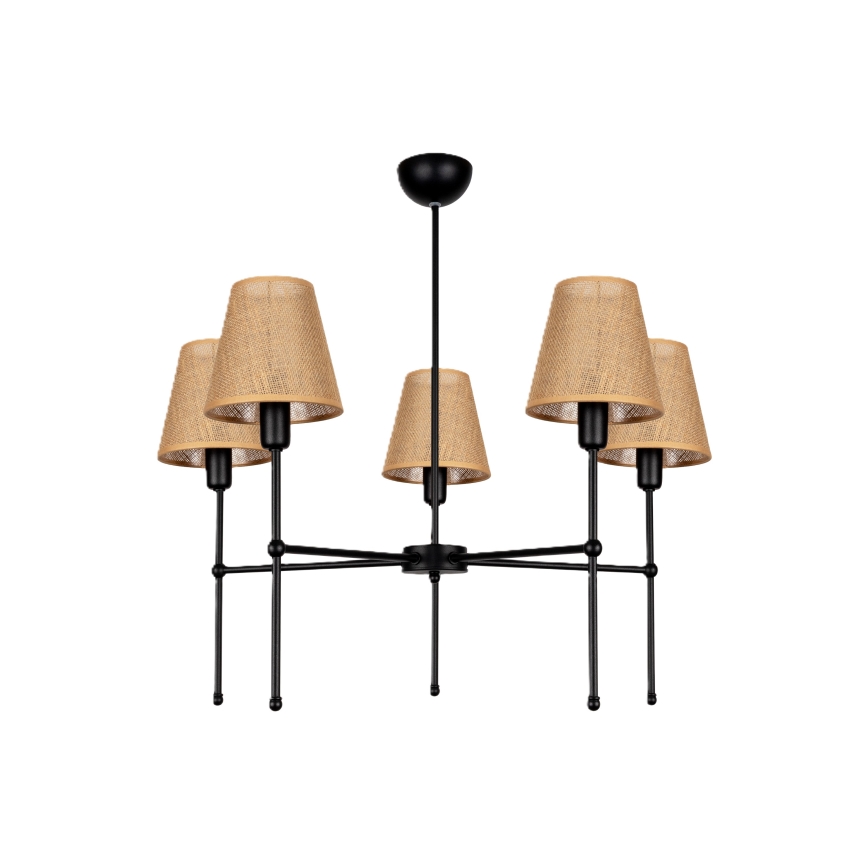 Żyrandol na pręcie MADELA 5xE14/40W/230V juta/czarny