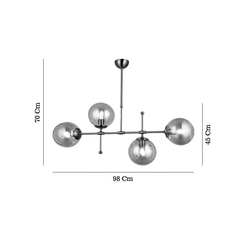 Żyrandol na pręcie POLINO 4xE27/40W/230V brązowy
