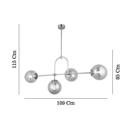 Żyrandol na pręcie POLINO 4xE27/40W/230V złoty