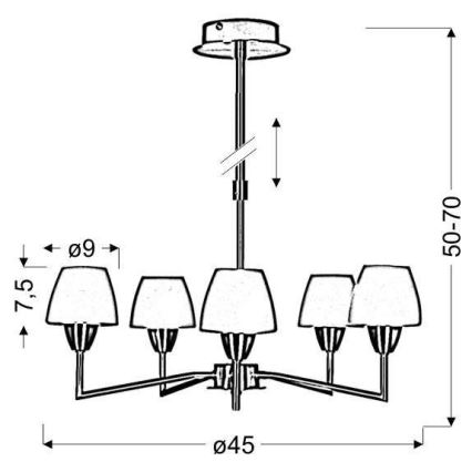 Żyrandol na pręcie TOGO 5xG9/40W/230V matowy chrom/biały