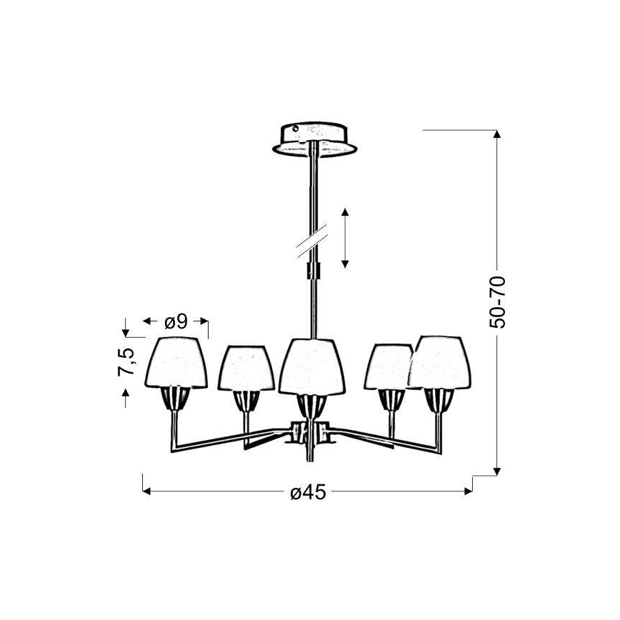 Żyrandol na pręcie TOGO 5xG9/40W/230V matowy chrom/biały