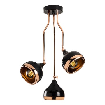 Żyrandol na pręcie YILDO 3xE27/40W/230V czarny/miedziany