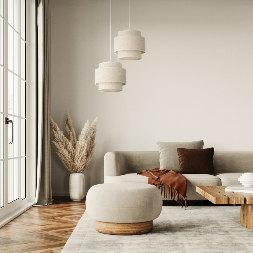 Žyrandol na przewodzie BOHO 2xE27/60W/230V biały