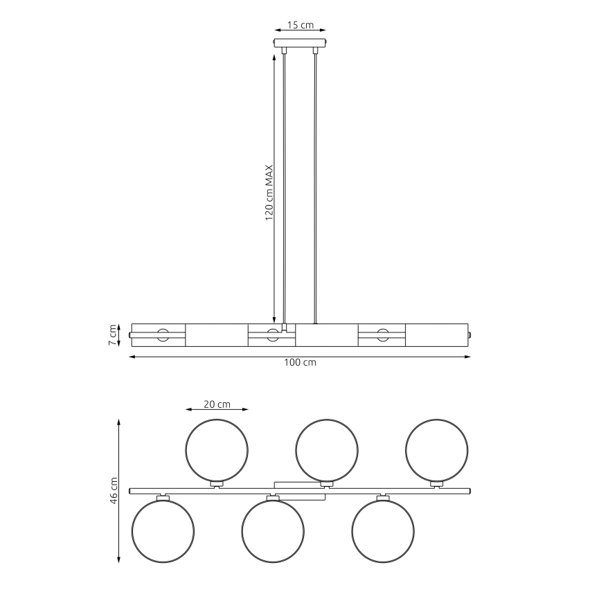 Žyrandol na przewodzie DRUMZ 6xE14/10W/230V czarny