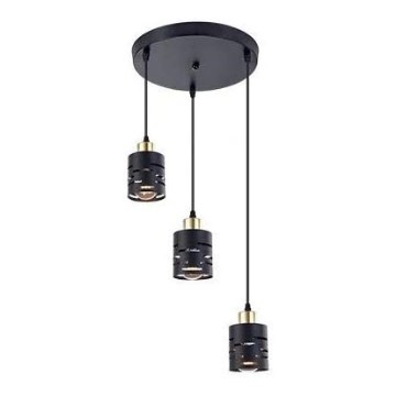 Żyrandol na przewodzie ELEN 3xE27/35W/230V śr. 29 cm czarny/złoty