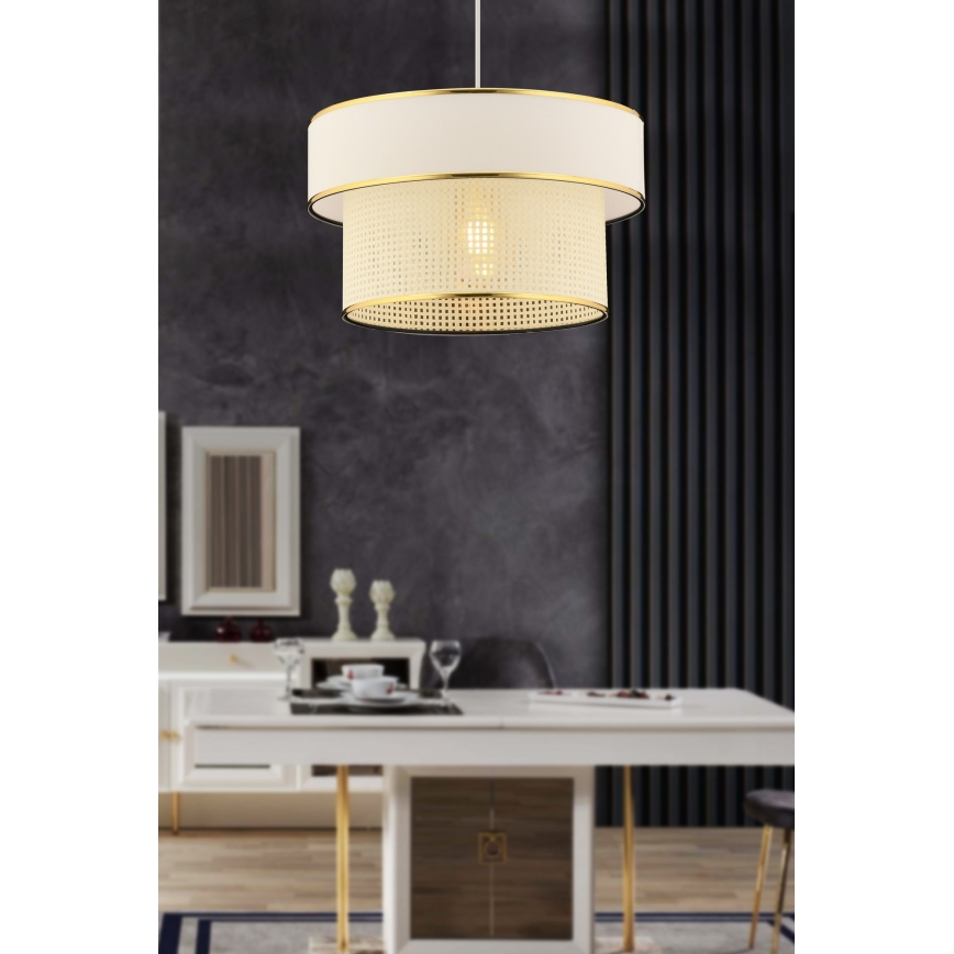 Żyrandol na przewodzie ERO 1xE27/60W/230V kremowo-złoty