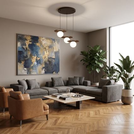 Žyrandol na przewodzie FLAT 3xE27/15W/230V brązowy