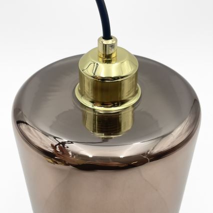 Żyrandol na przewodzie LIAH 1xE27/15W/230V złoty/dymno-brązowy