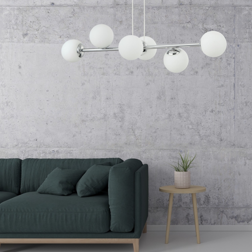 Żyrandol na przewodzie MADDIE 6xE14/5W/230V chrom błyszczący