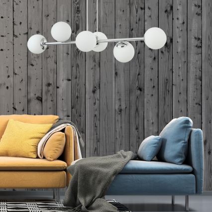 Żyrandol na przewodzie MADDIE 6xE14/5W/230V chrom błyszczący