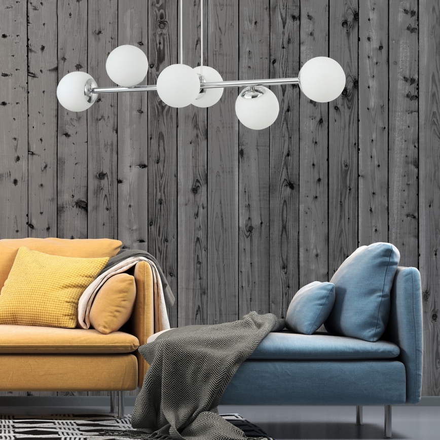 Żyrandol na przewodzie MADDIE 6xE14/5W/230V chrom błyszczący