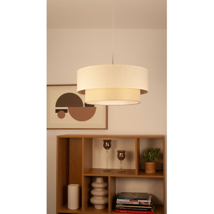 Żyrandol na przewodzie NATIA 1xE27/60W/230V śr. 45 cm kremowy