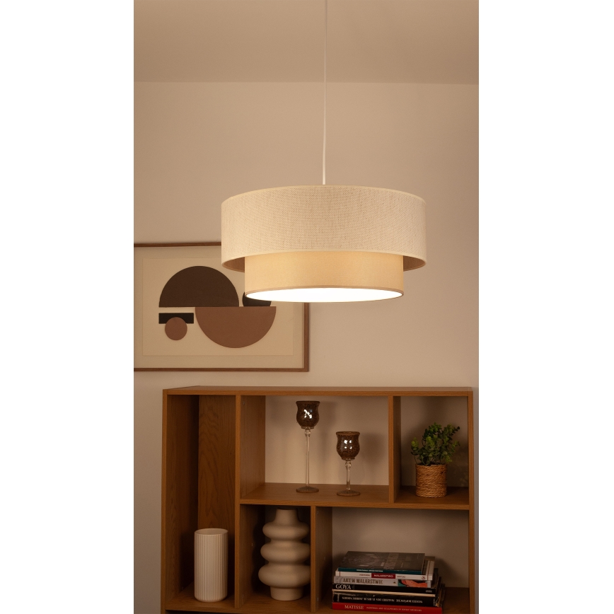 Żyrandol na przewodzie NATIA 1xE27/60W/230V śr. 45 cm kremowy
