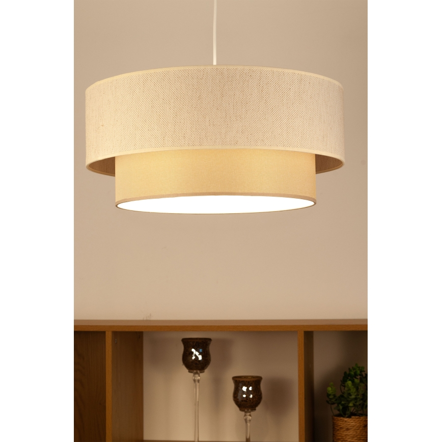 Żyrandol na przewodzie NATIA 1xE27/60W/230V śr. 45 cm kremowy