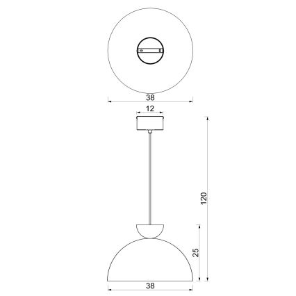 Žyrandol na przewodzie NEVIS 1xE27/15W/230V, średnica 38 cm, bordowy