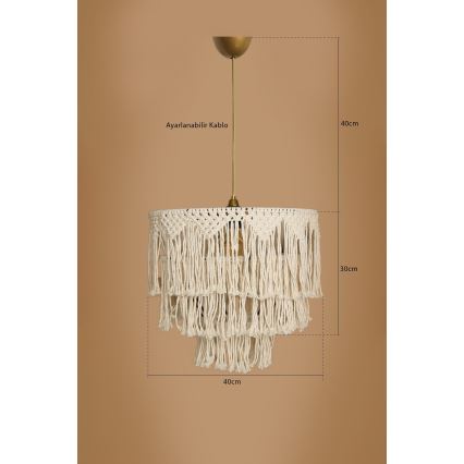 Žyrandol na przewodzie RIMINI 1xE27/40W/230V kremowy