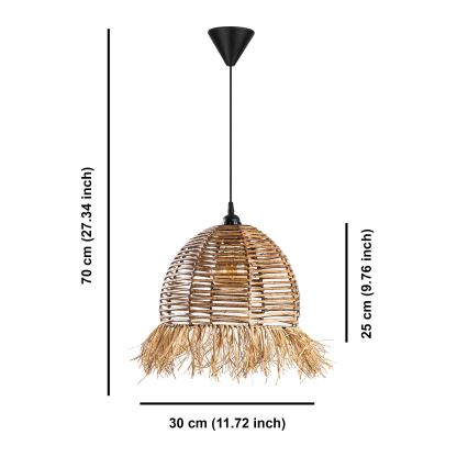 Żyrandol na przewodzie RUYO 1xE27/40W/230V brązowy